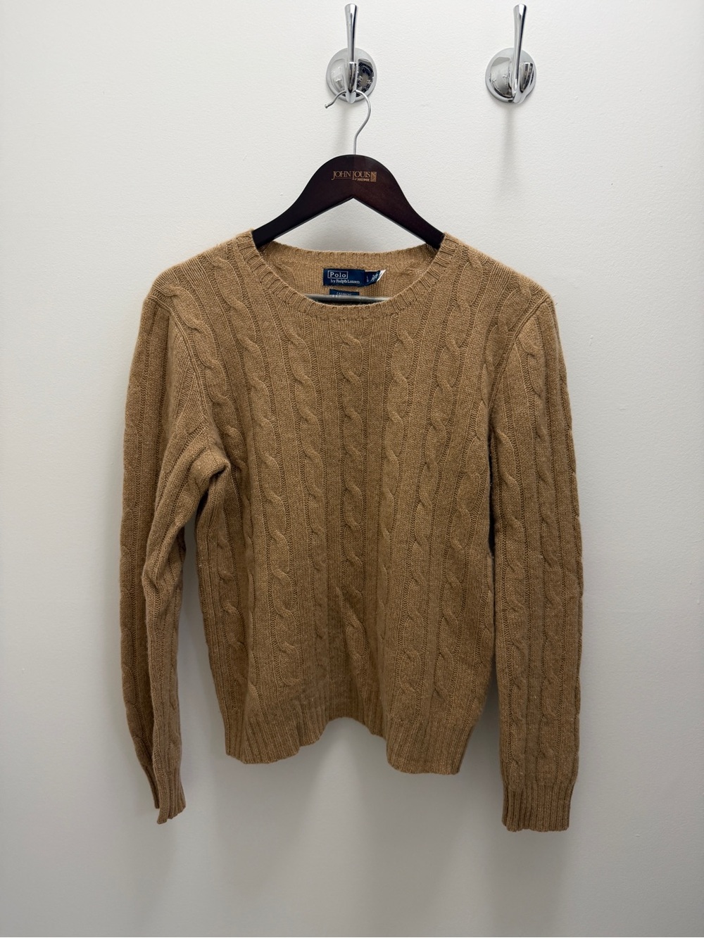 Polo Ralph Lauren 100% Cashmere Cable Knit Sweater Camel Tan Size L